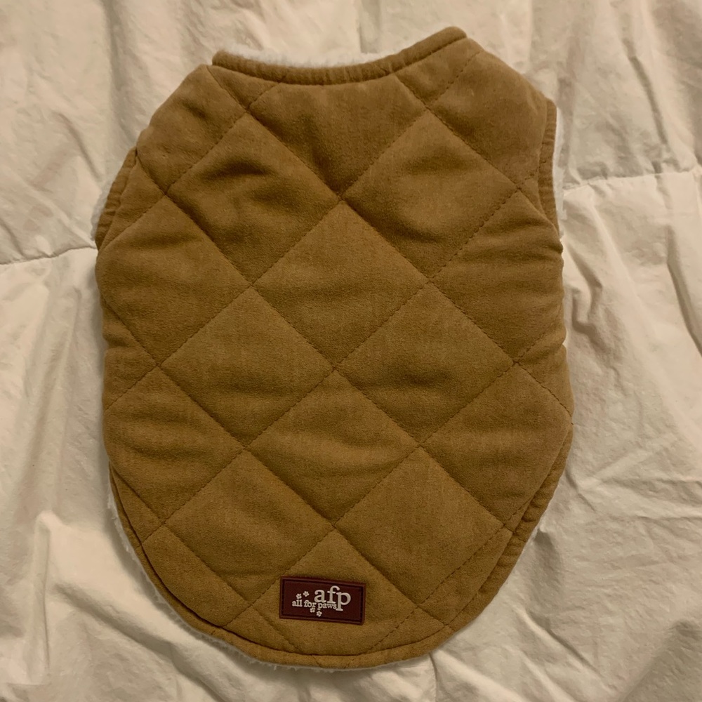 Small brown suede dog jacket NWOT